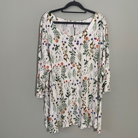 tabitha webb Tops - NEW Tabitha Webb Womens 3X Botanical Print Long Sleeve Boat Neck Jersey Knit Top